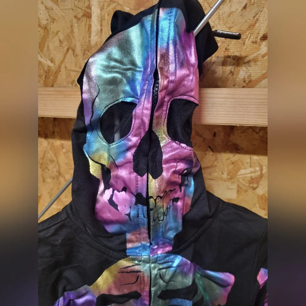 Tipsy Elves NWT  Kids Iridescent Skeleton Costume Loungewear Jumpsuit Size Mediu